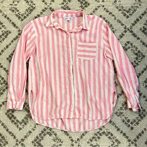 🩵 3 for $10 🩵 Old Navy Linen Striped Button Down Boyfriend Shirt Size Small